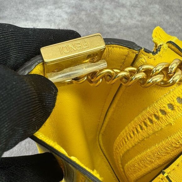 Fendi Lace Yellow Chain Baguette Shoulder Bag - Picture 12 of 16